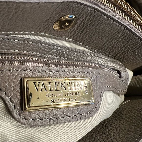 Valentina Genuine Pebble textured Leather taupe/tan color Made n Italy - Picture 3 of 10